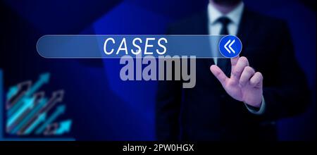 Sign displaying Cases, Word Written on Electronic Devices safety cover Breakage and shock protection Stock Photo