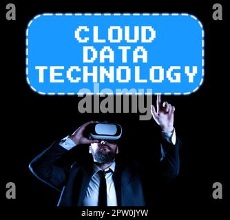Writing displaying text Cloud Data Technology, Word for Save and access data and programs over the Internet Stock Photo