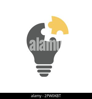 Light bulb and puzzle piece vector icon Stock Vector
