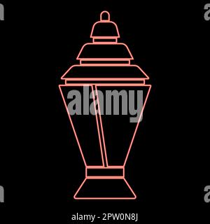 Neon ramadan kareem lantern or fanous red color vector illustration image flat style Stock Vector