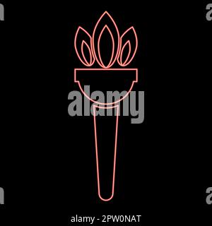 Neon torch flambeau red color vector illustration image flat style Stock Vector