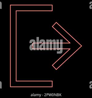 Neon symbol exit red color vector illustration image flat style Stock Vector
