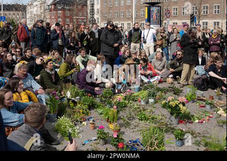 Copenhagen, Denmark, April 28, 20223. Liberate the earth. Extinction Rebellion demonstrates at Christiansborg for more protected nature and less industrial agriculture in Denmark. The protesters want to turn farmland into wild nature. (Credit Image: © Stig Alenäs/Alamy Live News) EDITORIAL USAGE ONLY! Not for Commercial USAGE! Credit: Stig Alenäs/Alamy Live News Stock Photo
