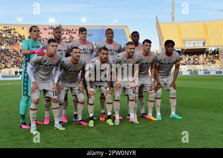 Lecce, Italy. 28th Apr, 2023. Via Del Mare stadium, Lecce, Italy, April 28, 2023, Udinese Calcio team line up during US Lecce vs Udinese Calcio - italian soccer Serie A match Credit: Live Media Publishing Group/Alamy Live News Stock Photo