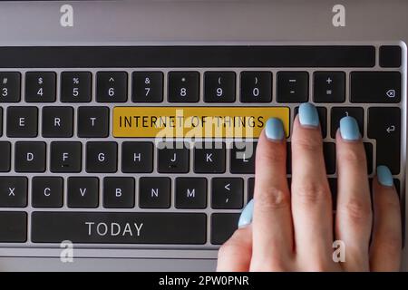 Conceptual caption Internet Of Things, Business overview Innovation Globalization Digital Electronics Connectivity Stock Photo