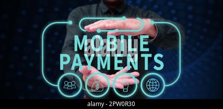 Inspiration showing sign Mobile Payments, Business showcase money paid for a product through a electronic device Stock Photo