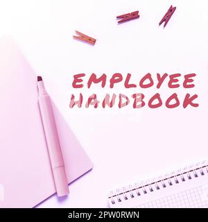 Handwriting text Employee Handbook, Business concept Document Manual Regulations Rules Guidebook Policy Code Stock Photo