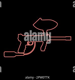Neon weapons for paintball red color vector illustration image flat style Stock Vector