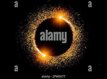 circle light frame on black background Stock Photo