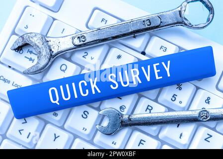 Sign displaying Quick Survey, Business concept Conduct fast check on condition value situation of something Stock Photo
