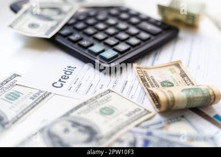 US dollar banknotes on charts graphs paper. Financial development, Banking Account, Statistics, Investment Analytic research data economy. Stock Photo