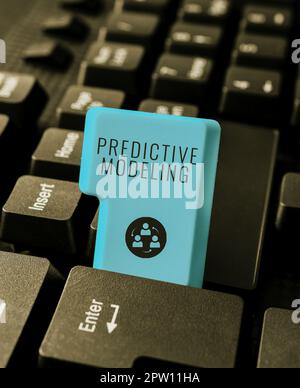 Conceptual display Predictive Modeling, Word Written on maintenance strategy driven by predictive analytics Stock Photo