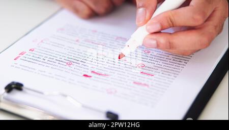 Book Script Edit And Paper Text Proofreading Stock Photo