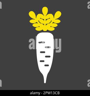 Japanese daikon radish with leaf vector glyph icon Stock Vector