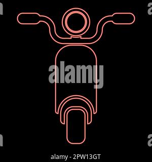 Neon moped Scooter Motorcycle Electric bike red color vector illustration image flat style Stock Vector