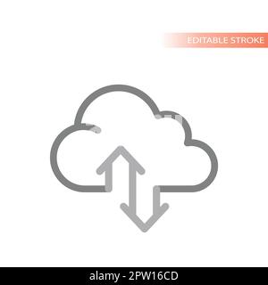 Cloud and arrow up and down black vector icon Stock Vector