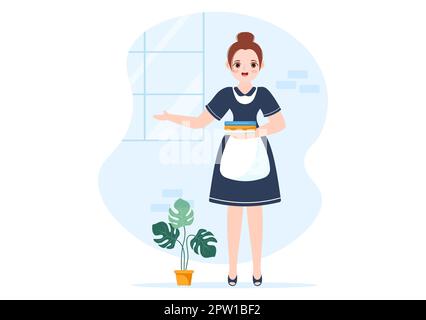 Hotel Employee to Serve Travelers in Flat Cartoon Hand Drawn Template Illustration Stock Photo