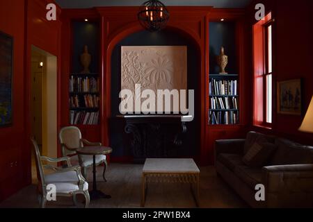 Hotel library magazine cover interior design Stock Photo