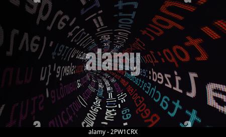 Driving through code data tunnel Stock Photo