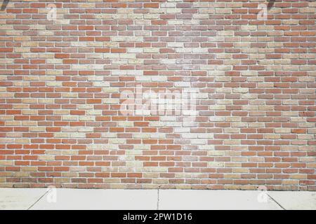 Muted tones brick wall and white sidewalk Stock Photo