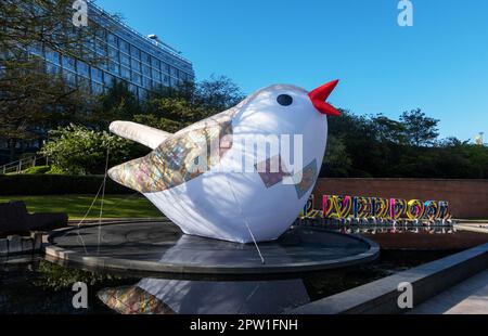 Soloveiko Songbird the national bird of Ukraine for Eurovision 2023 in Liverpool Stock Photo