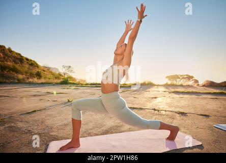 full length of senior man in white clothes meditating in crescent moon pose  with raised hands Stock Photo by LightFieldStudios