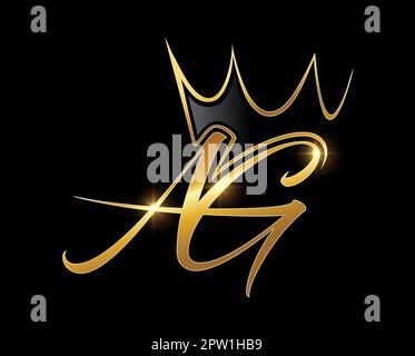 Golden Crown Monogram Logo Initial AG Stock Vector