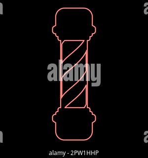 Neon barber shop pole red color vector illustration image flat style Stock Vector