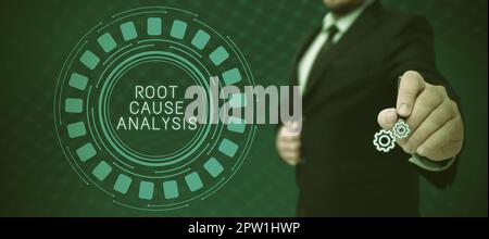 Sign displaying Root Cause Analysis, Word for Method of Problem Solving Identify Fault or Problem Stock Photo