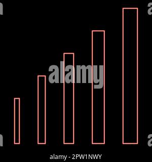 Neon growth chart red color vector illustration image flat style Stock Vector