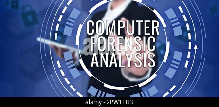 Writing displaying text Computer Forensic Analysis, Business idea evidence found in computers and storage media Stock Photo