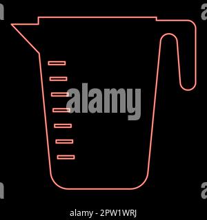 Neon measuring capacity cup red color vector illustration image flat style Stock Vector