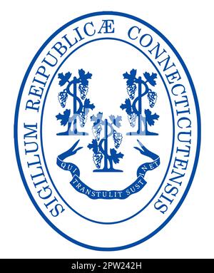 The seal of the USA state of Connecticut over a white background Stock Photo