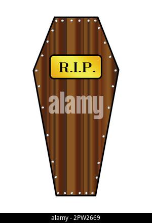 RIP Coffin On White Stock Vector