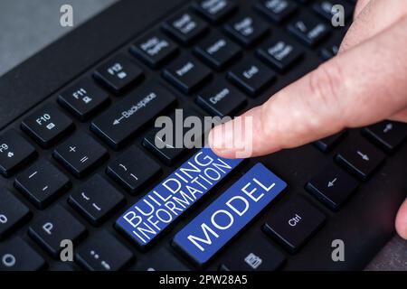 Text caption presenting Building Information Model, Word for process of adding structure to real property Stock Photo