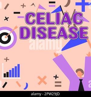 Handwriting text Celiac Disease, Business approach Small intestine is hypersensitive to gluten Digestion problem Stock Photo