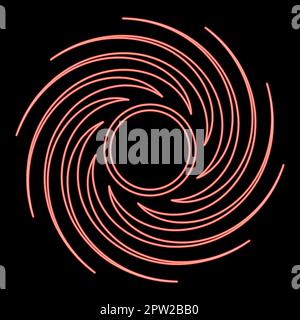 Neon black hole spiral shape vortex portal red color vector illustration image flat style Stock Vector