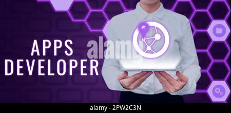 Text showing inspiration Apps Developer, Business idea Graphic artist Software Programmer and Analyst Experts Stock Photo