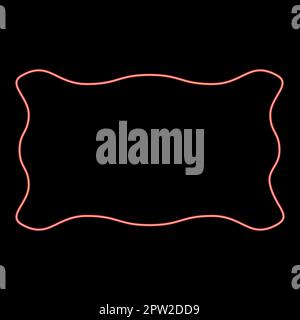 Neon rectangular banner layout wave shape frame application poster Blank mockup Empty template red color vector illustration image flat style Stock Vector