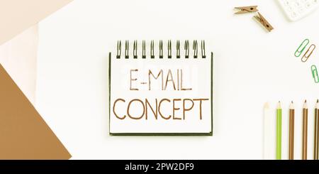 Text sign showing E Mail Concept, Business concept sequence of marketing efforts to reach customer through email Stock Photo