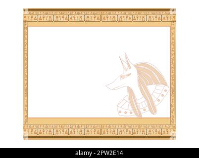 abstract grunge frame with god Anubis and hieroglyphs as a pattern Stock Vector