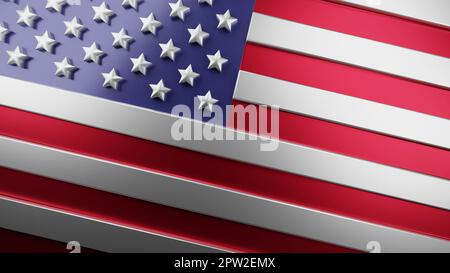 American flag, geometrical design background. Digital 3D render. Stock Photo