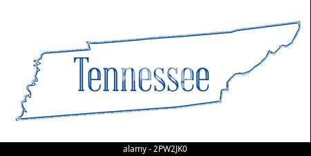 State map outline of Tennessee over a white background Stock Photo