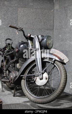 St. Petersburg  Russia July 26, 2015  classic old German retro 1930s motorcycle DKW, 1930s Stock Photo