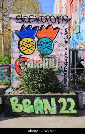 Trendy Hackney Wick with it's street art, in spring sunshine, east London, UK Stock Photo