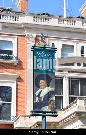 Exterior of The Wallace Collection, a national museum with paintings, sculpture, arms & armour and porcelain, on Manchester Square, London, UK Stock Photo