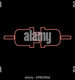 Neon socket and plug red color vector illustration image flat style Stock Vector