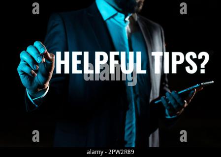 Text caption presenting Helpful Tips, Business showcase advices given to be helpful knowledge in life Stock Photo