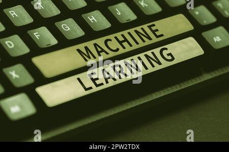 Conceptual display Machine Learning, Business concept the concept that a computer can learn new data itself Stock Photo