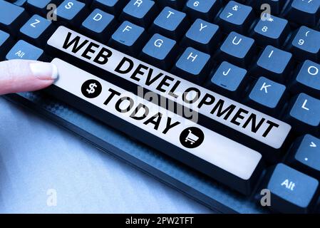 Text caption presenting Web Development, Business overview work involved in developing a website for the Internet Stock Photo